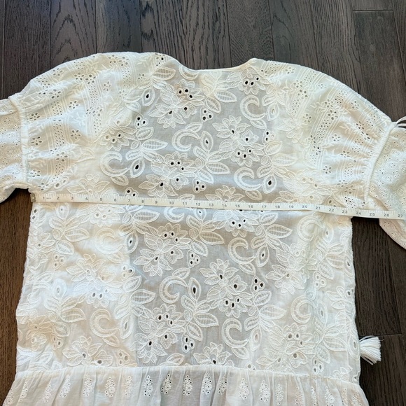 Anthropologie Maeve Cotton Lace Open Cardigan Tie Front Tassel - Picture 11 of 12